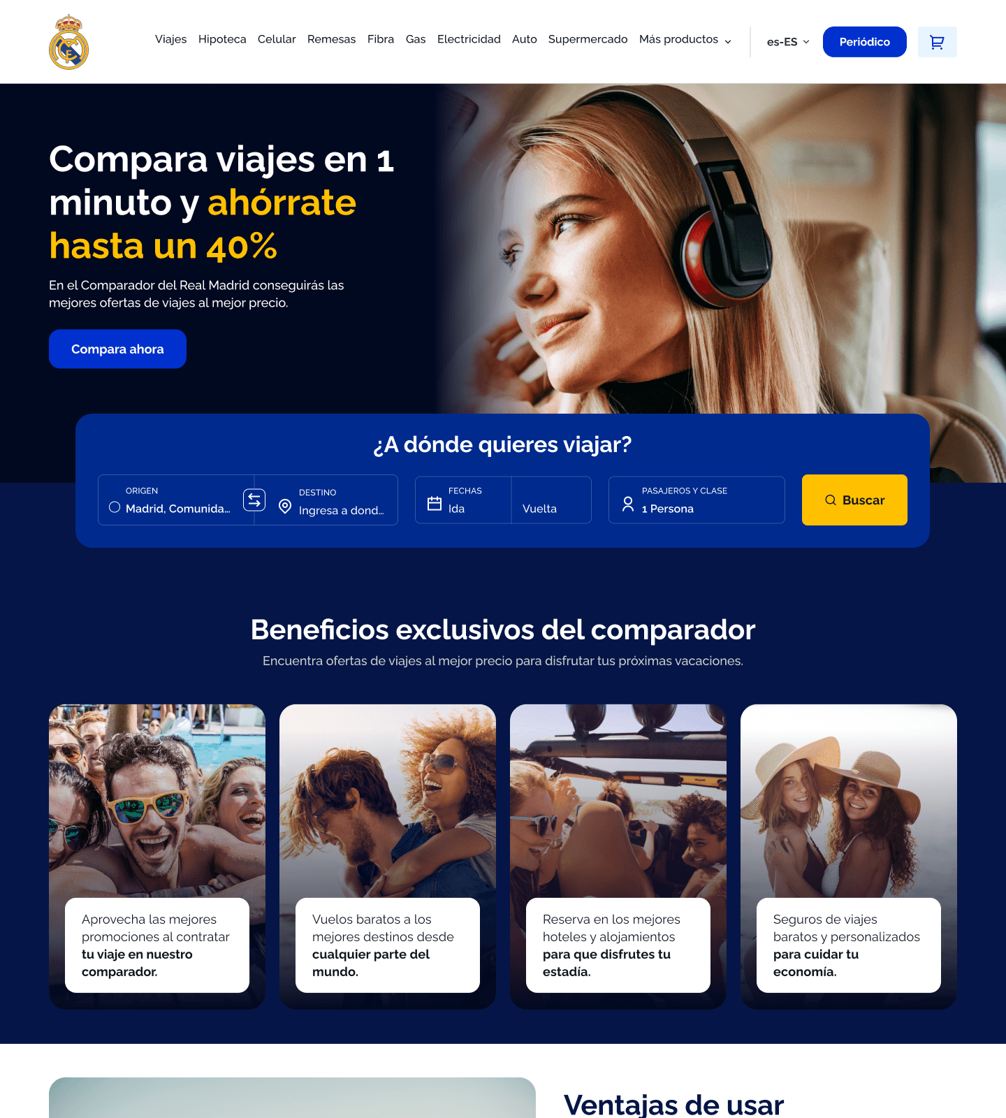 El Comparador de viajes del Real Madrid